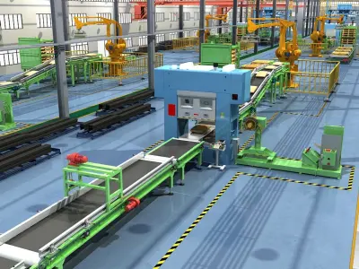  Collection of Factory Interior Scene and Equipment 