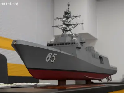  Naval Warship Desk Model With Radar Tower Simplified 