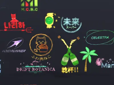 17 Detailed Cyberpunk Holograms Low-poly 3D model