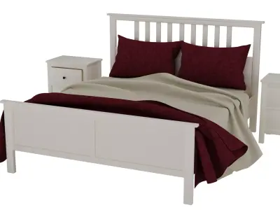  Ikea Hemnes Double Bed and Chest of two drawers 3D model