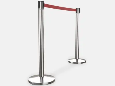 Stanchion with Red Retractable Belt 3D model