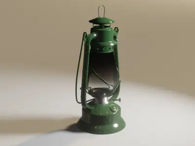 Old kerosene lantern Low-poly 3D model