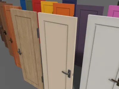 PBR Wood Door B2 Low-poly 3D model