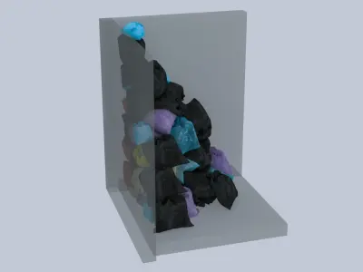 Big Garbage Bags Pile in Interior Street Corner 3D model