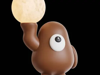 Big-eyed Monster Night Light Low-poly 3D model