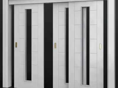 Doors low poly 3d model collection sliding door with glass pa... Low-poly 3D model