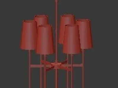 Untitled five light chandelier in brass with shades 3D model