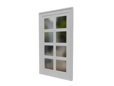 Modern Style White Wooden Window Low-poly 3D model