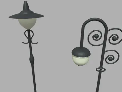Street Lights 011 012 013 014 Low-poly 3D model
