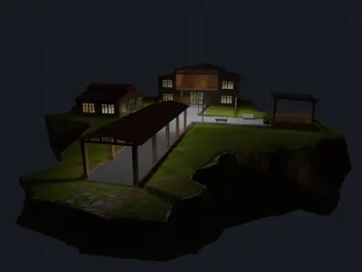 Wood Buildings 3D model