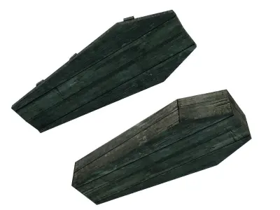 Low Poly Old Rustic Coffin With PBR Materials Low-poly 3D model