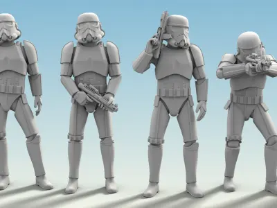 8 Figure Stormtrooper Printable Set-01 3D model