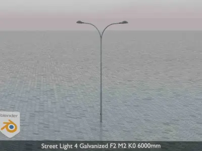 Street Light 4 Galvanized F2 M2 K0 6000mm Low-poly 3D model