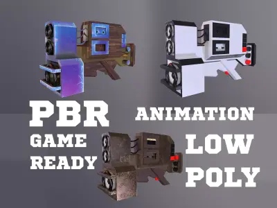 Dubstep gun sci fi  game ready low poly pbr 3d model Low-poly 3D model