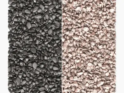 Round and square form pebbles 01  3D model