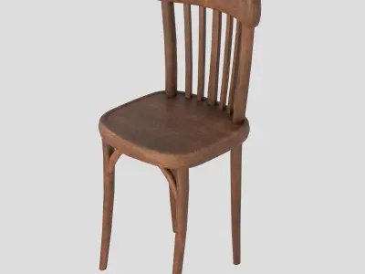 Old Vintage Chair Wooden 01A Low-poly 3D model