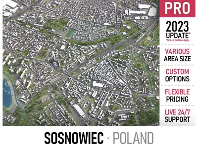 Sosnowiec Low-poly 3D model