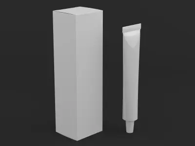 Tube Cream And Cardboard Box 3D model