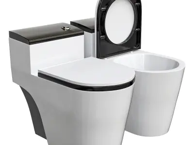 Dual-flush Elongated One-piece Toilet 3D model