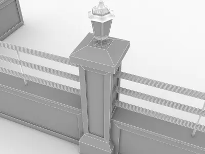 3D Garden Wall Low-poly 3D model