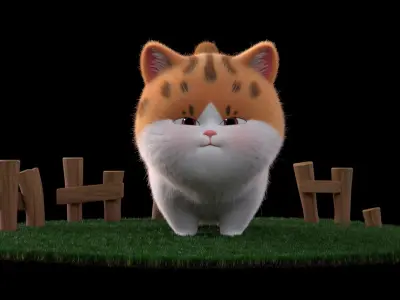  Cartoon cute fat cat 