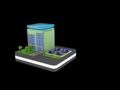 schools low poly pack Low-poly 3D model