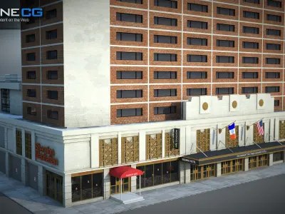 NYC Building Sheraton Manhattan Low-poly 3D model