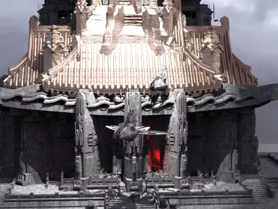 Sci-Fi dark Cyberpunk temples 2 Kitbash   3D model