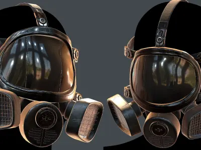 Gas mask helmet 3d model scifi Low-poly  Low-poly 3D model