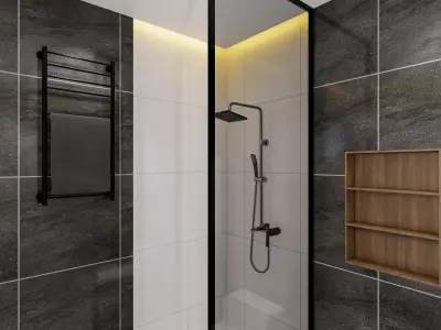 Modern Minimalist Bathroom Interior Scene Low-poly 3D model