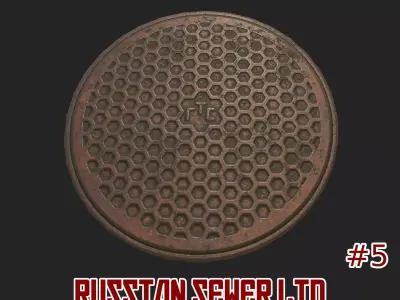 Russian sewer lid - 5 Low-poly 3D model