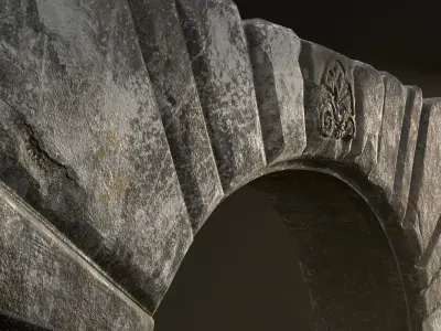 Medieval Fortress Stone Arch Low-poly 3D model