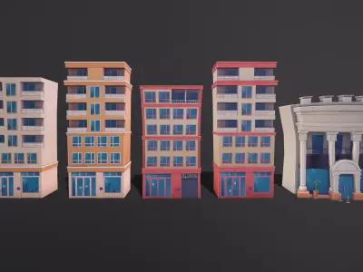 Cartoon pack - Buildings  Low-poly 3D model