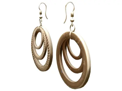 Ring in Rings Metal Earrings Low-poly 3D model