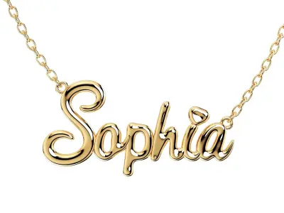  3D Necklace Pendant Sophia Font Shiny-NPFN0001 3D print model