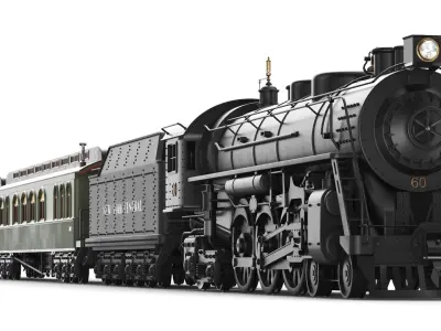 Full Detailed Steam Train With Interior 