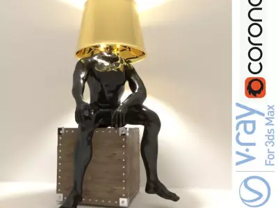 sitting man floor lamp 3D model