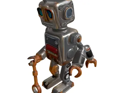 Retro Rusty Robot Character Model Low-poly 3D model