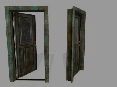 door 1 pair of wooden doors Low-poly 3D model buy
