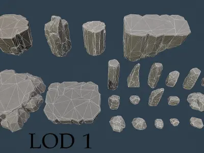Stylised Rocks Low-poly 3D model