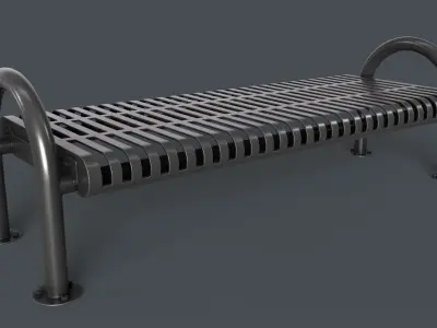 Metal Modern Bench 4 PBR Game Ready Low-poly 3D model