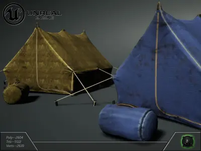 Tents set of military Low-poly 3D model