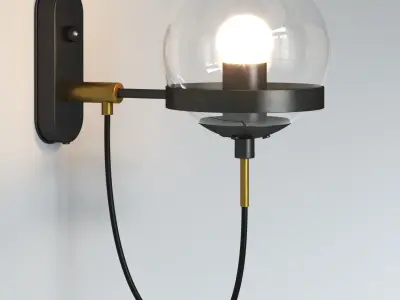 Retro wall lamp with two lights 3D model