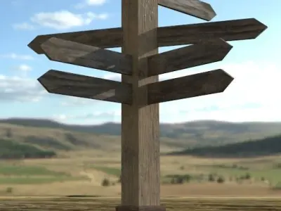 Old Road Sign - Low Poly Low-poly 3D model