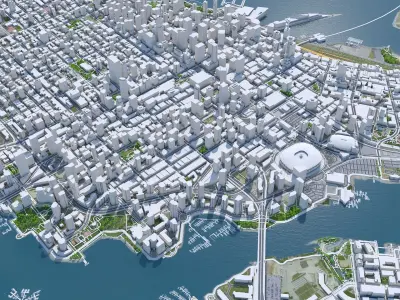 Vancouver Downtown Canada Low-poly 3D model