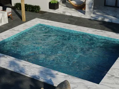 Blender Pool Villa Scene 3D model