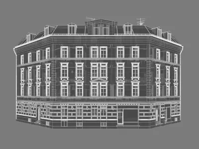 Residential City Building - Corner - 20 - Restaurant 3D model
