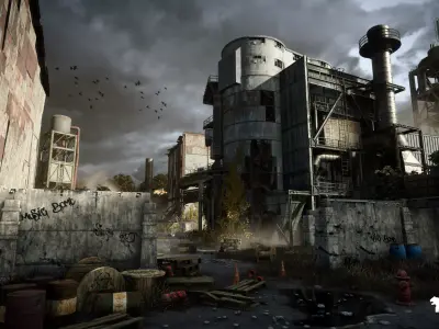 Abandoned Industrial Factory Environment Unity Low-poly 3D model