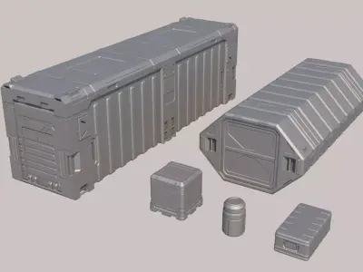 Sci-fi Container Set 3D model