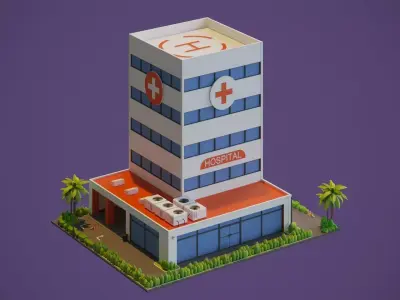 Hospital Buildings Low-poly 3D model